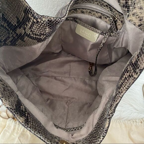 Michael Michael Kors Fulton embossed python leather large hobo shoulder bag - Picture 12 of 12